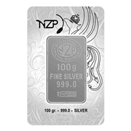 شمش نقره ان زد پی NZP وزن 100 گرمی عیار 999.0