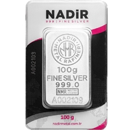 شمش نقره ندیر ترکیه ( Nadir ) وزن 100 گرمی عیار 999.0